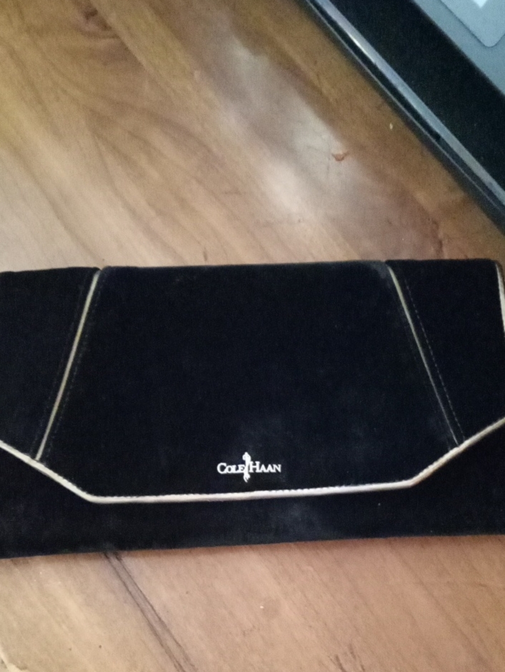 Cole Haan Black Velvet Clutch with Contrast Trim